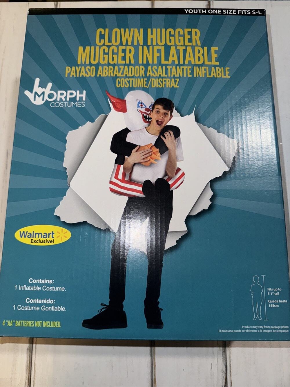 Halloween Costume Morph Inflatable Clown Hugger Mugger Youth One Size New